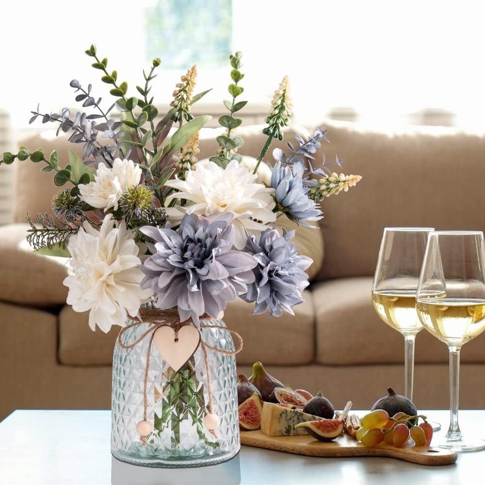 Silk Flowers in Vase, Artificial Flowers with Vase Fake Flowers Arrangement F…