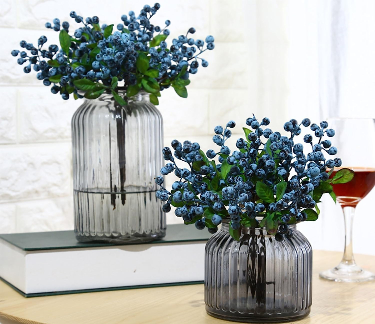 Artificial Flowers California Faux Blueberries Artificial Blueberry Stems for De