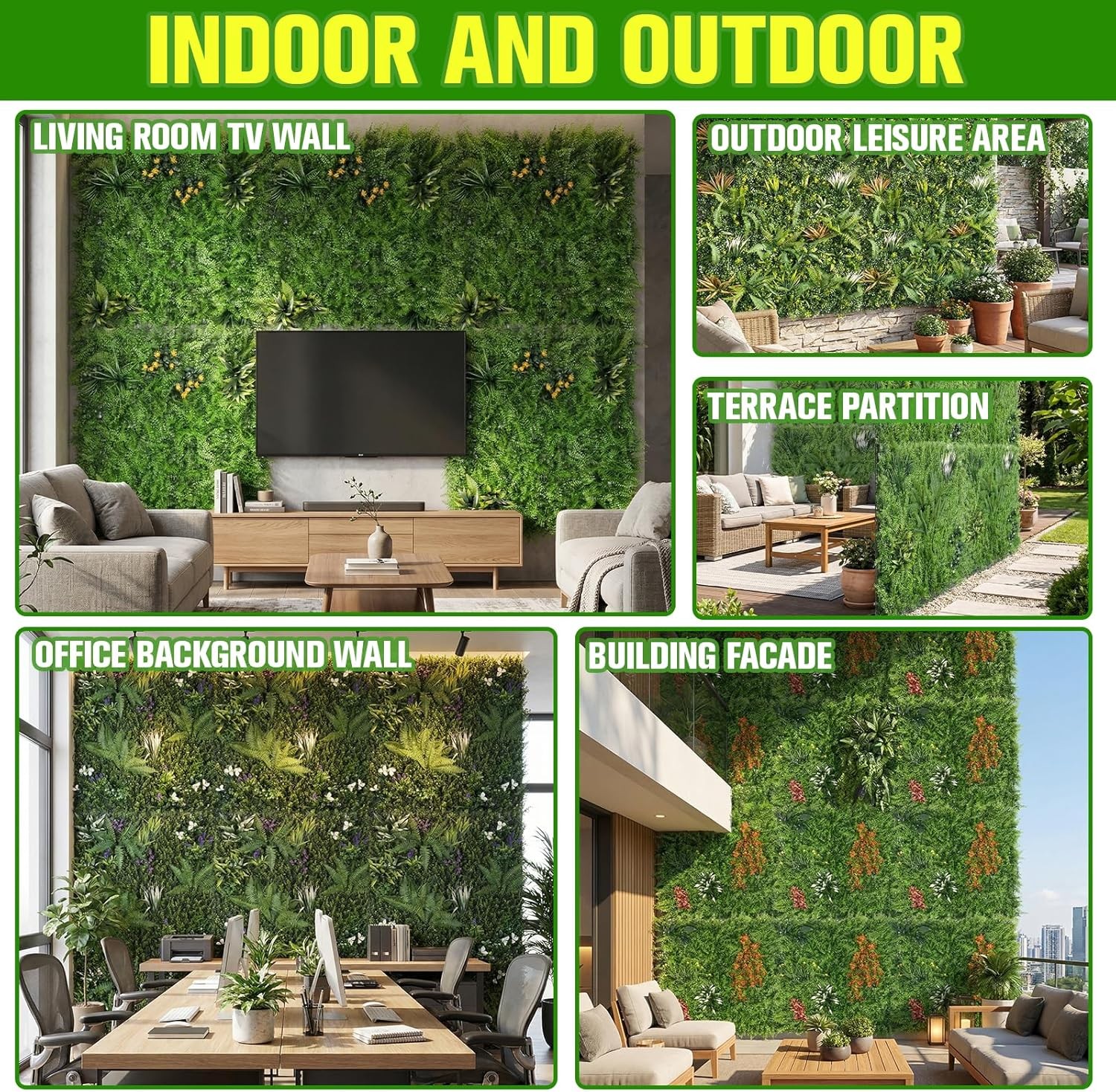 3PC 40×40″ Artificial Boxwood Wall Hedge Mat Plant Panels Grass Fence In/Outdoor