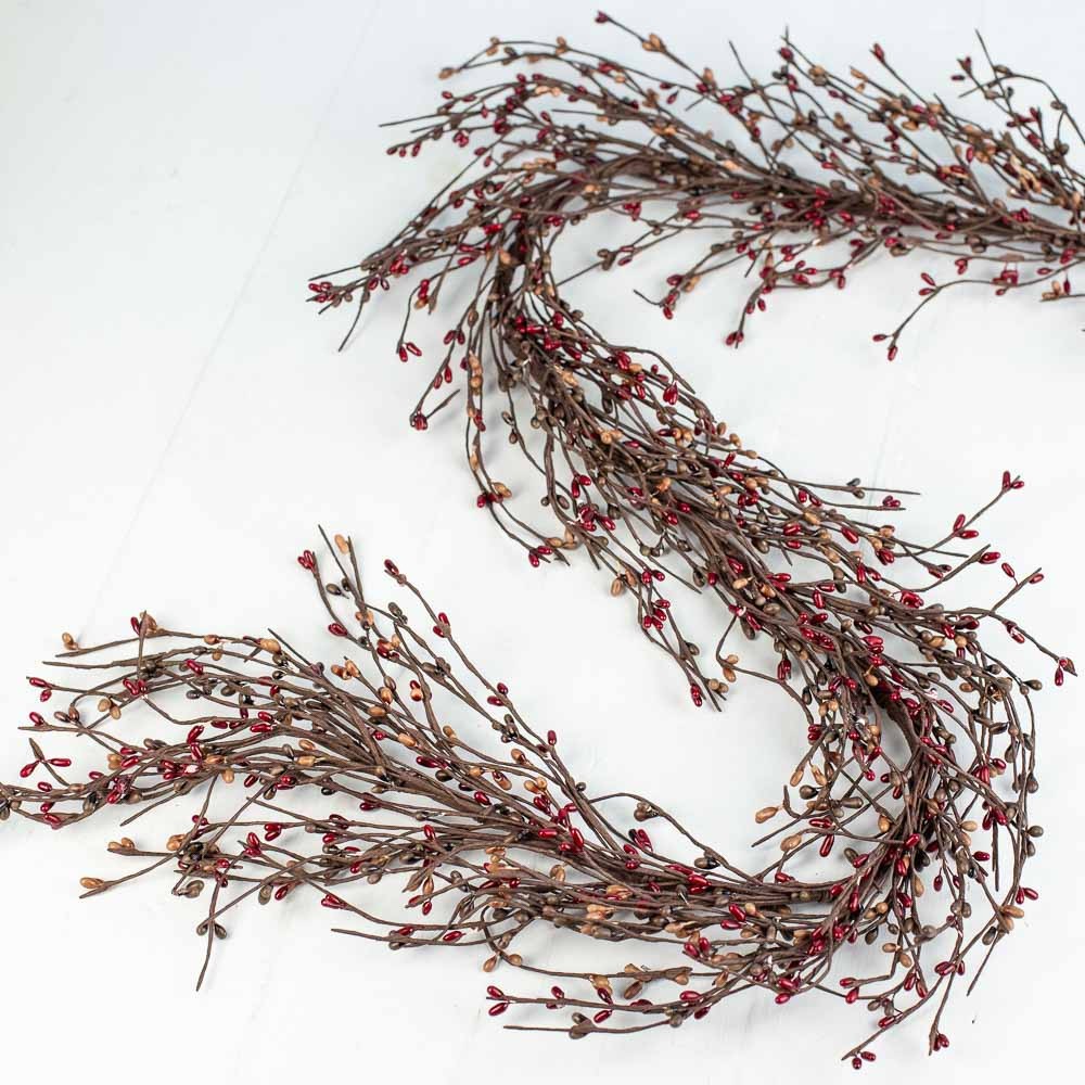 Hand Wrapped Warm “Peacan Pie’ Colored Pip Berries Garland for Decorating