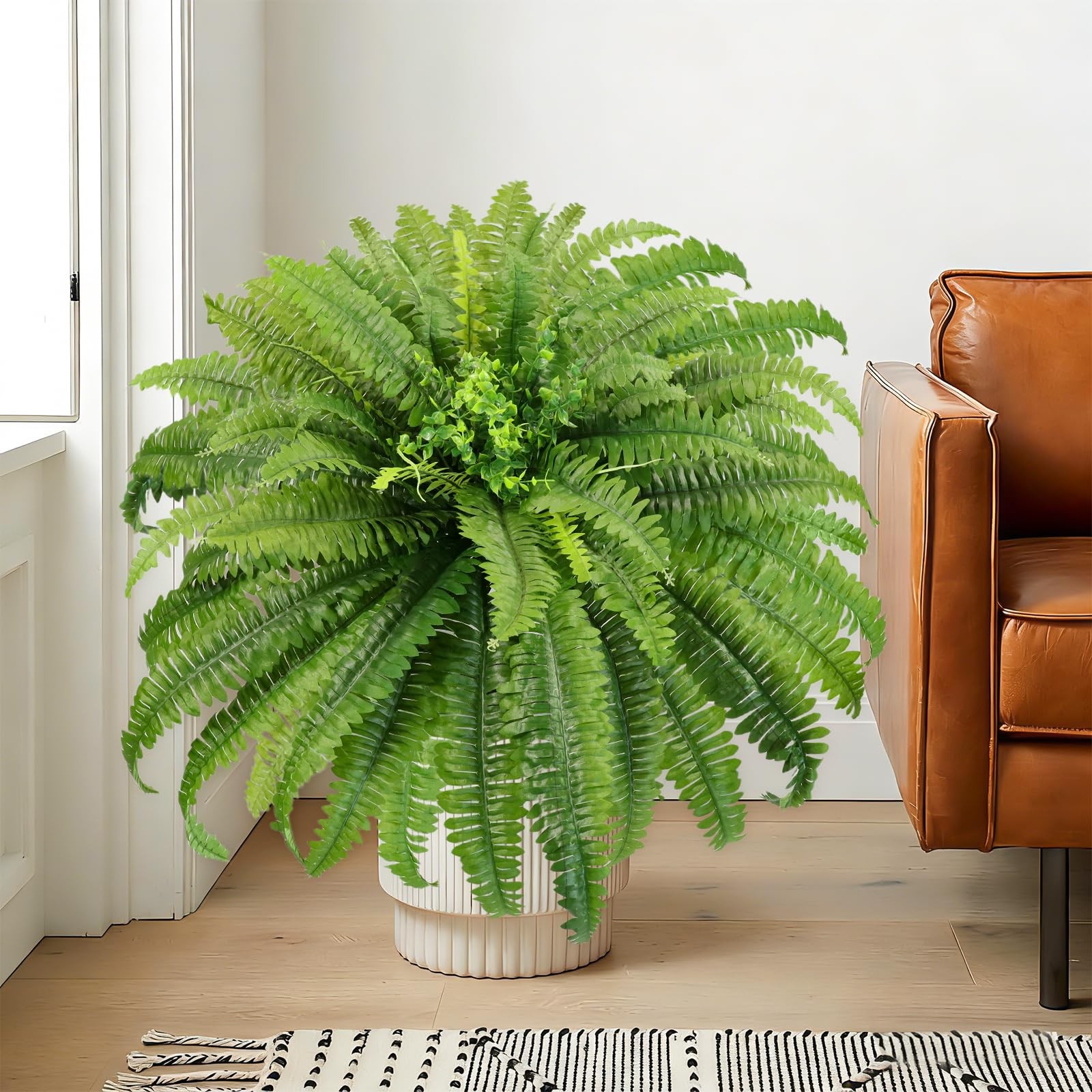 Fake Ferns, Artificial Ferns for Outdoors large, 2 Packs 45in Faux Fern Green…