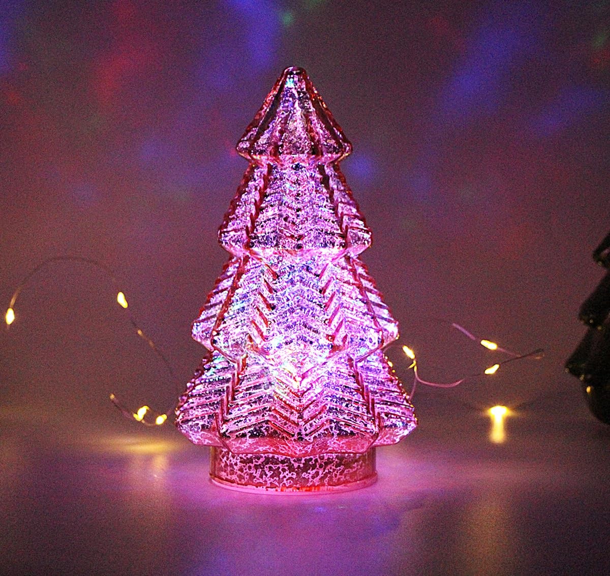 Mercury Glass Christmas Tree Lights,Lighted Swirling Colorful Glass Tabletop …
