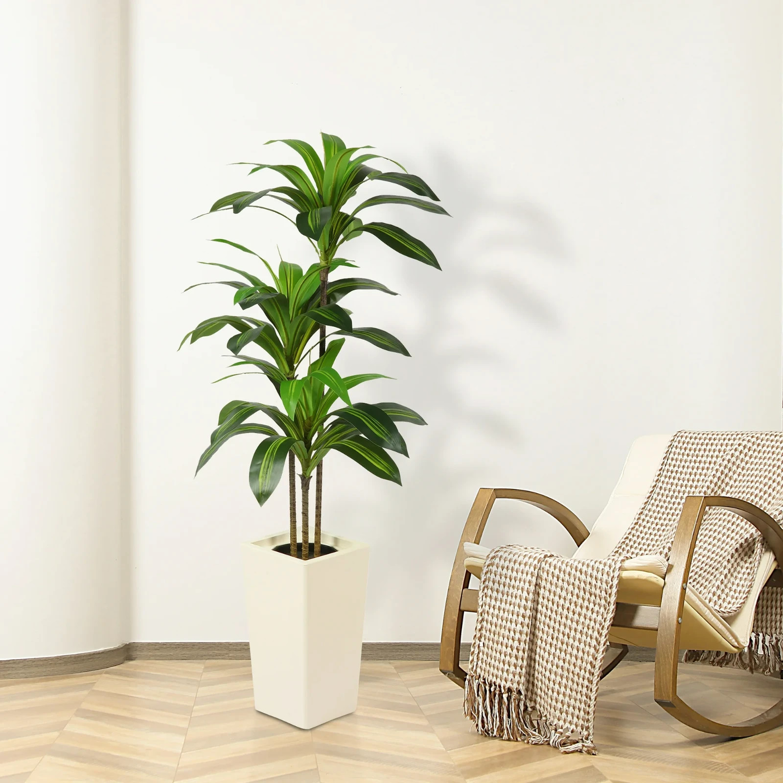 5FT Artificial Dracaena Plant in White Pot – Indoor Tree Home, Office Decor