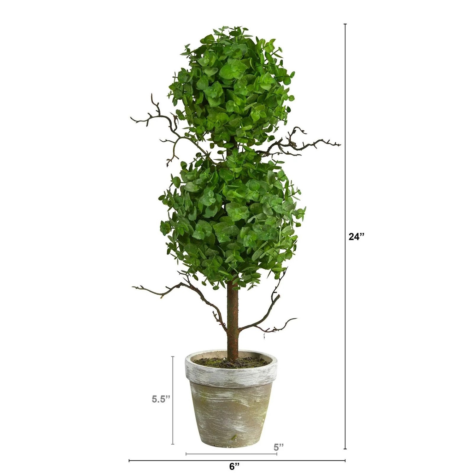 2′ Eucalyptus Double Ball Topiary Artificial Tree