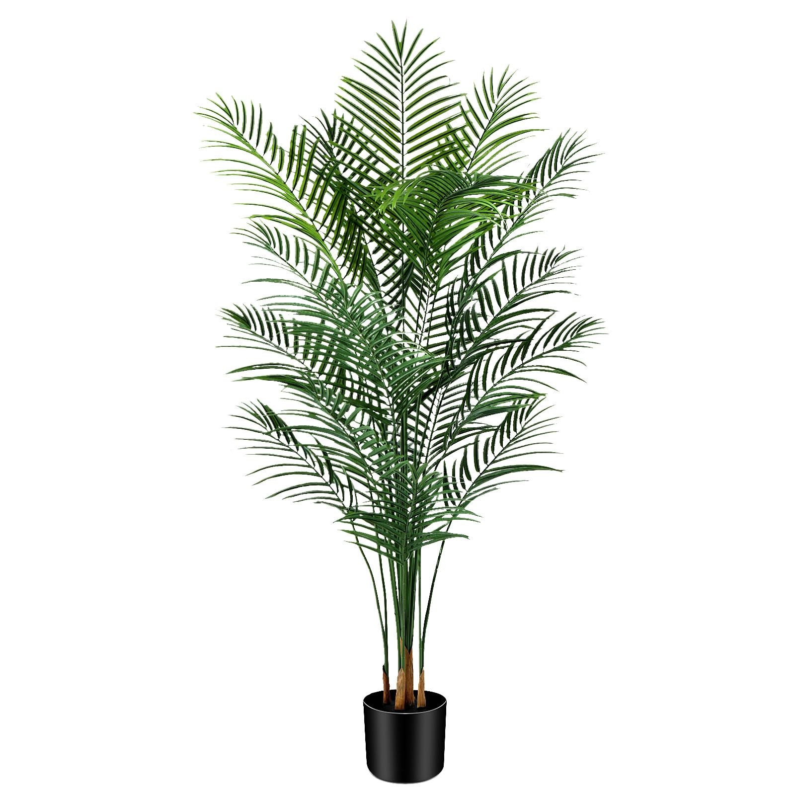 6ft Artificial Palm Tree Indoor, Large Fake Tropical Areca Palm with 18 Trunk…