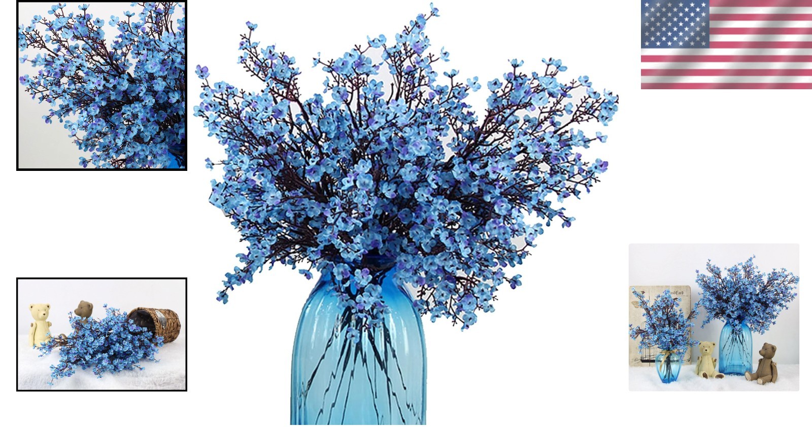 20pcs Baby’s Breath Artificial Flowers Bouquet – Blue