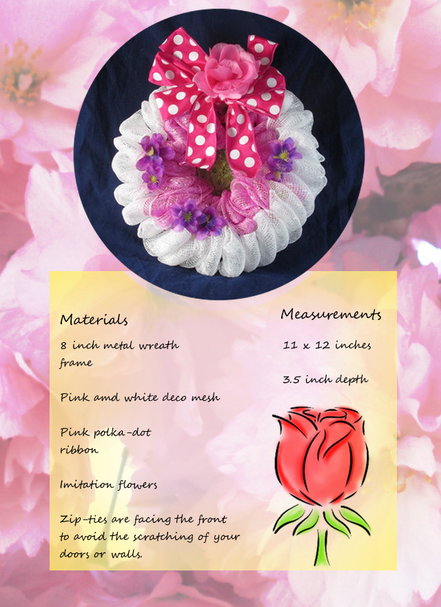 8 Inch Spring Flower Deco Mesh Wreath