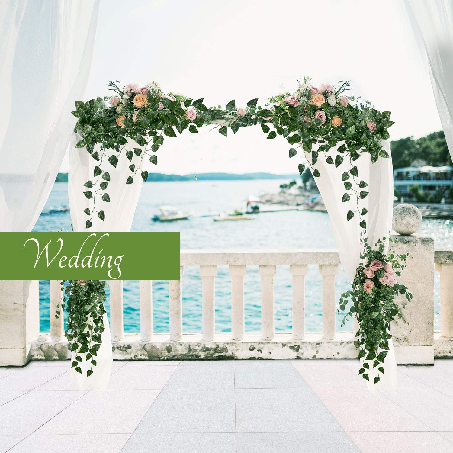 78-Ft 12 Pack Silk Artificial Ivy Vines Leaf Garland Plants Hanging Wedding G…