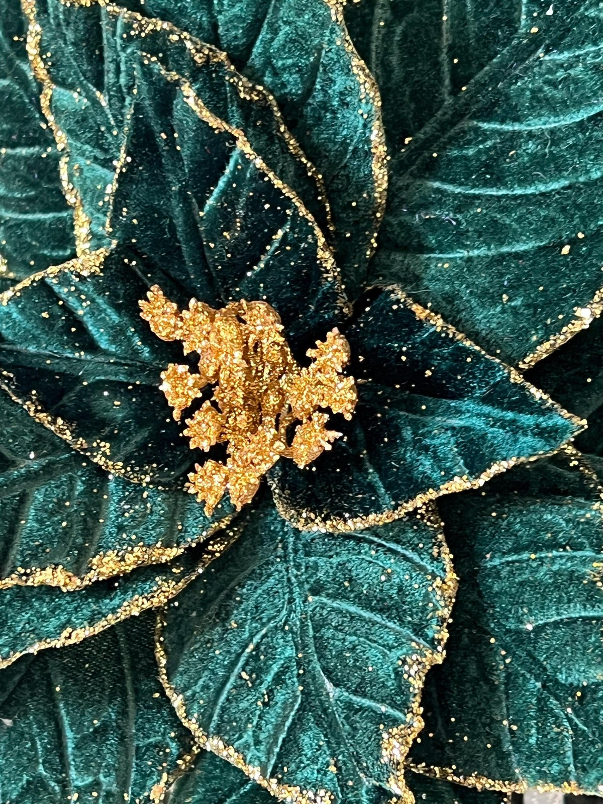 24″ Stem 11″ W Velvet Green Poinsettia Pick Stem Christmas Tree Trimming Wreath
