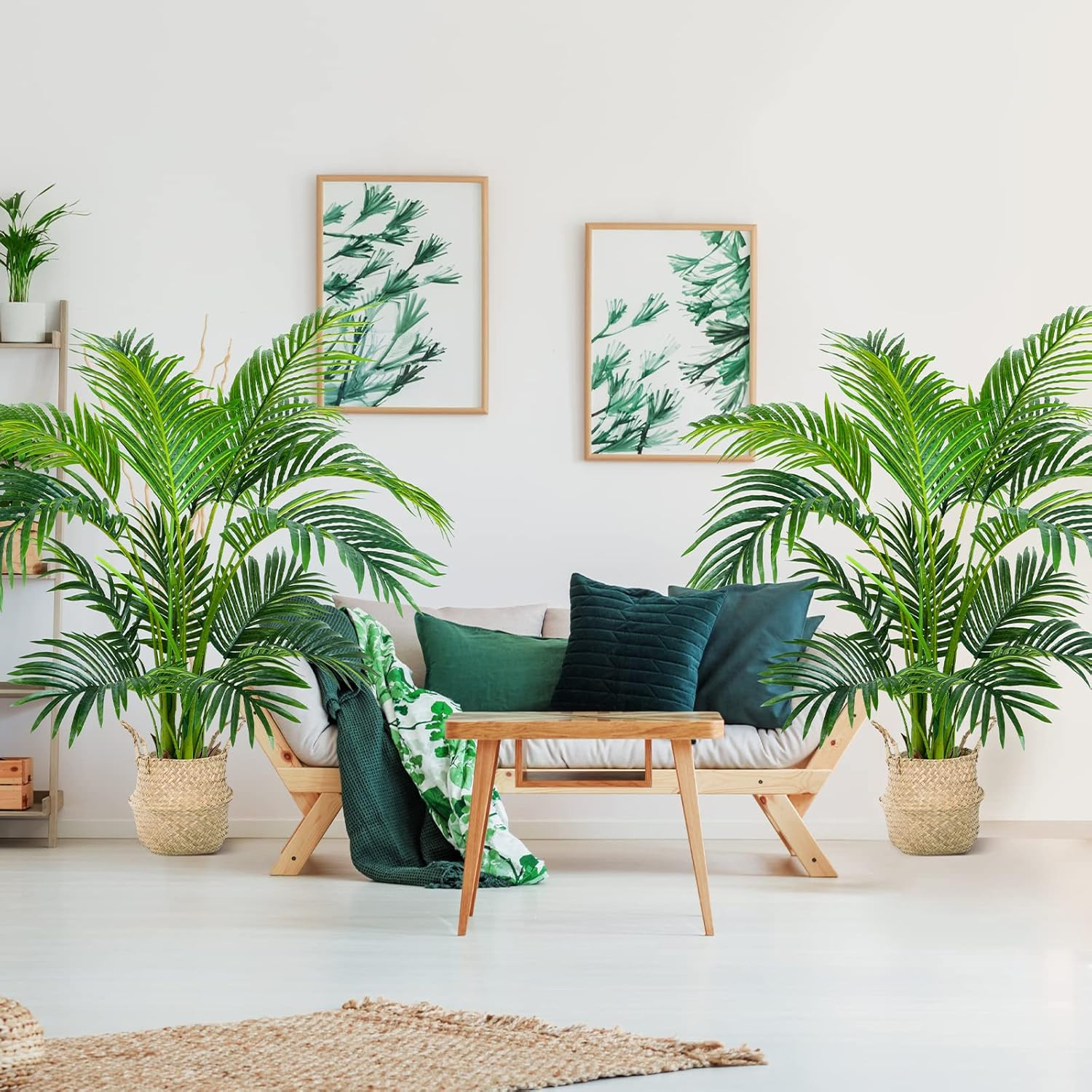 4Ft Artificial Areca Palm Plant – 2 Pack with Pots & Accessories for Home Decor