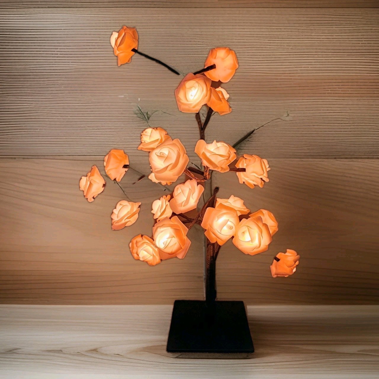 LED Tabletop Bonsai Tree Light Features Artificial Pink Blossoms USB