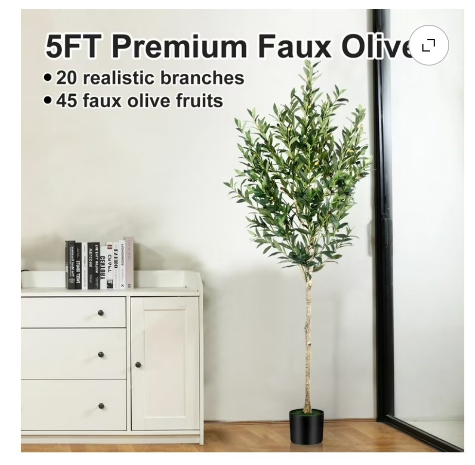 5 ft Artificial Olive Plants with Realistic Leaves and Natural Trunk