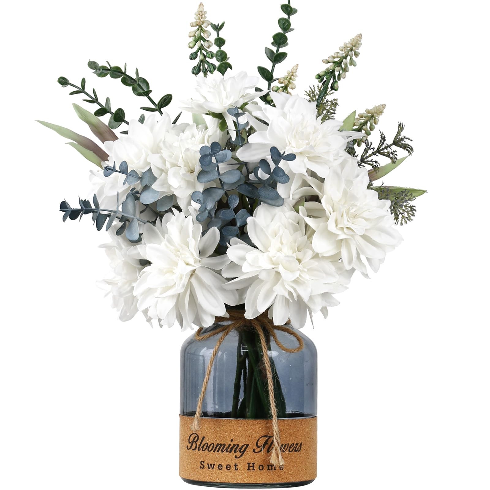 Fake Flowers In Vase Artificial Table Centerpiece Dining Room Kitchen Decor