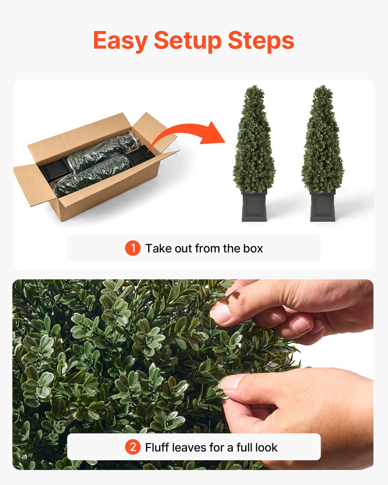 VEVOR Artificial Boxwood Topiary 3.3 Ft Set of 2 with Sturdy Pot Greenery PE