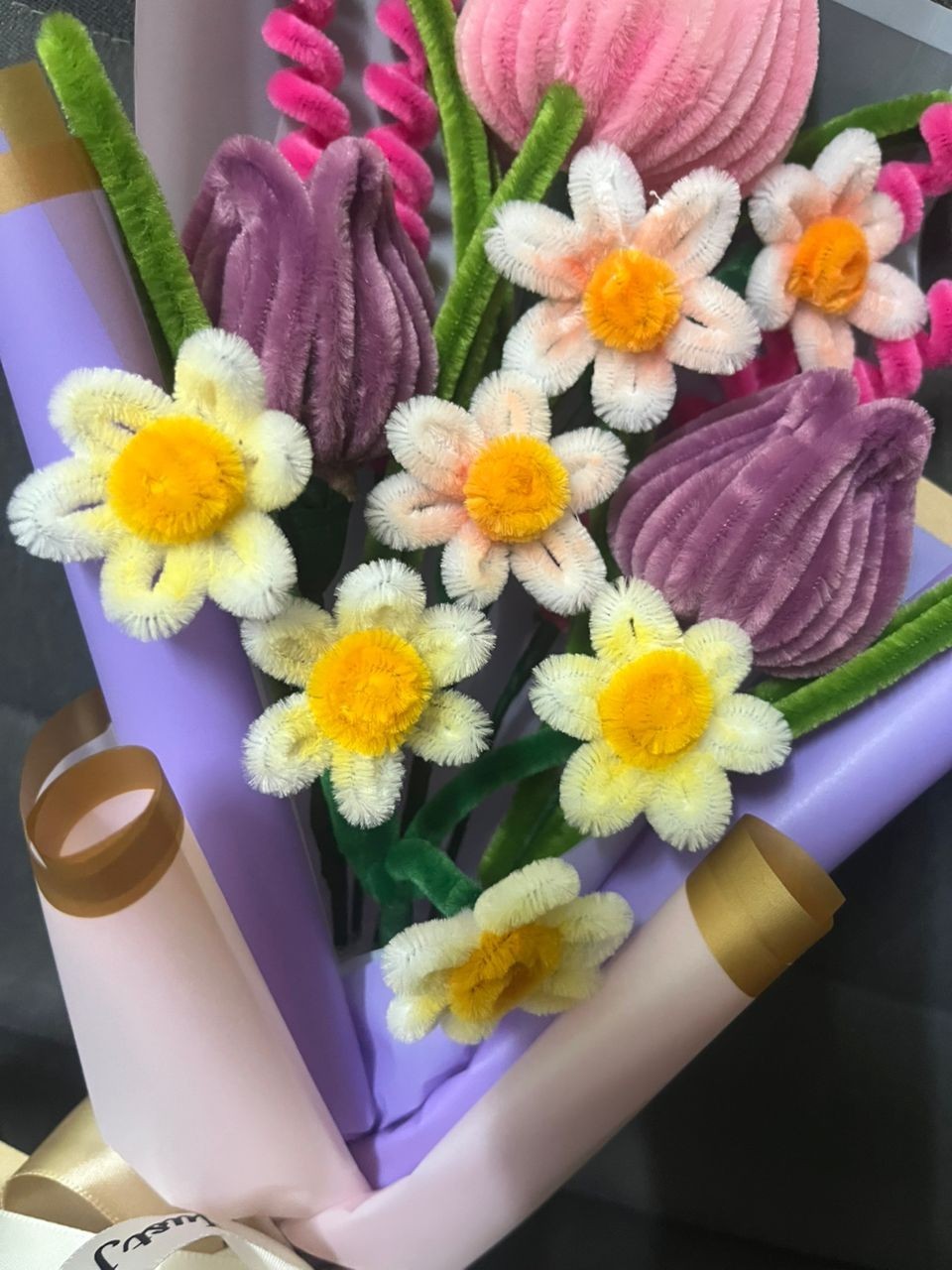 Pipe Cleaner Flowers tulip Bouquet Handmade ready stock
