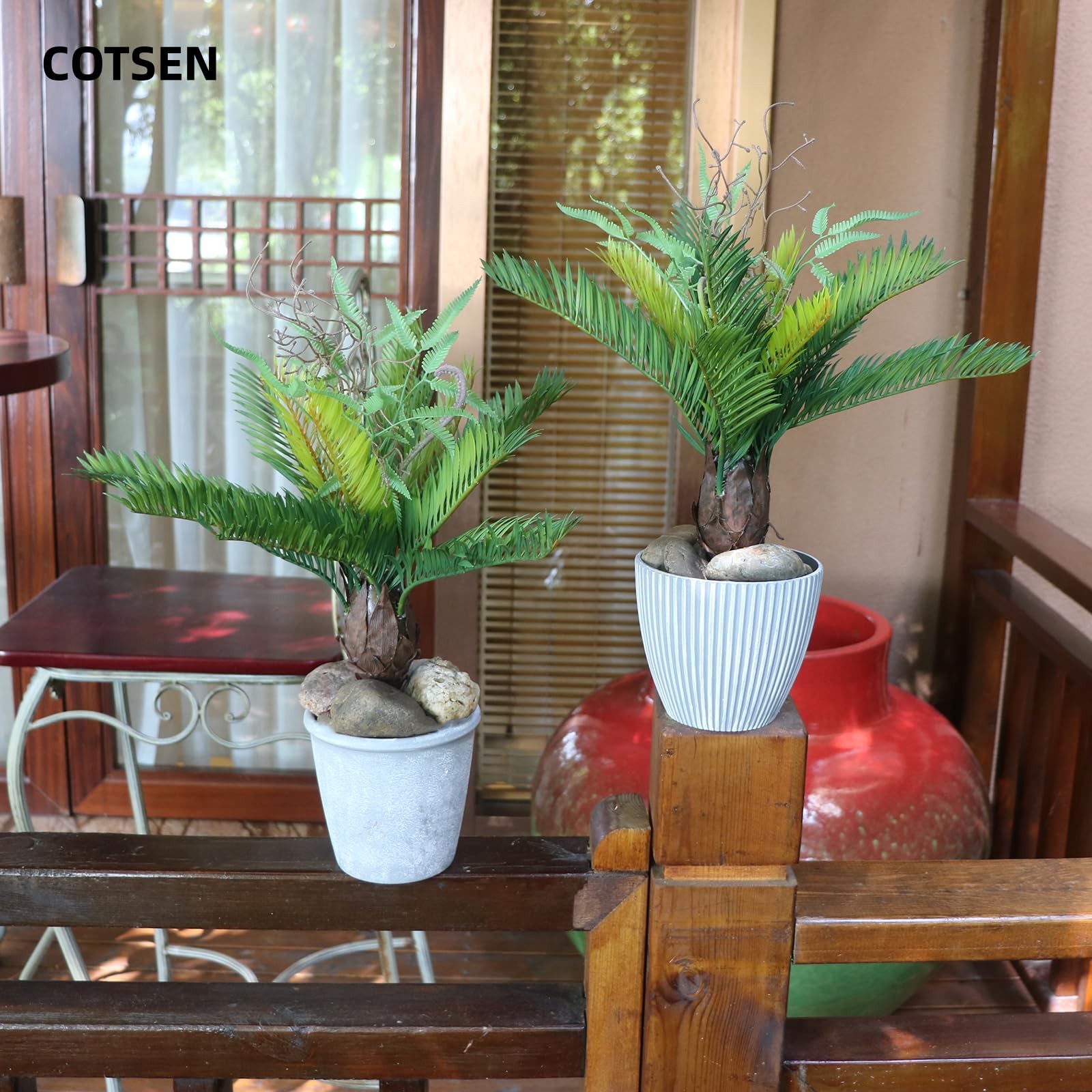 Artificial Cycad Plants 13.8 Inch Fake Succulents Unpotted Office Decor 2 PCS