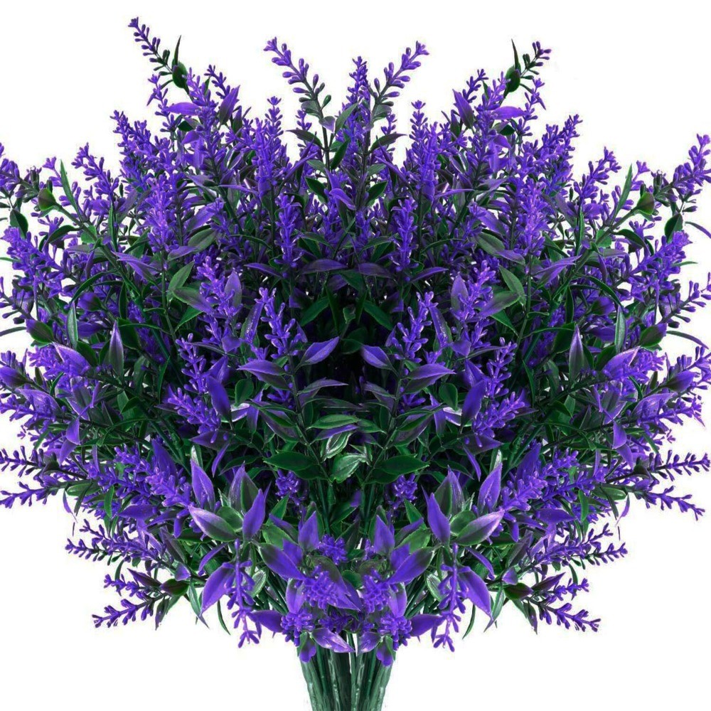 8 Bundles Artificial Flowers UV Resistant Fake Plants Outdoor Home Garden Decor