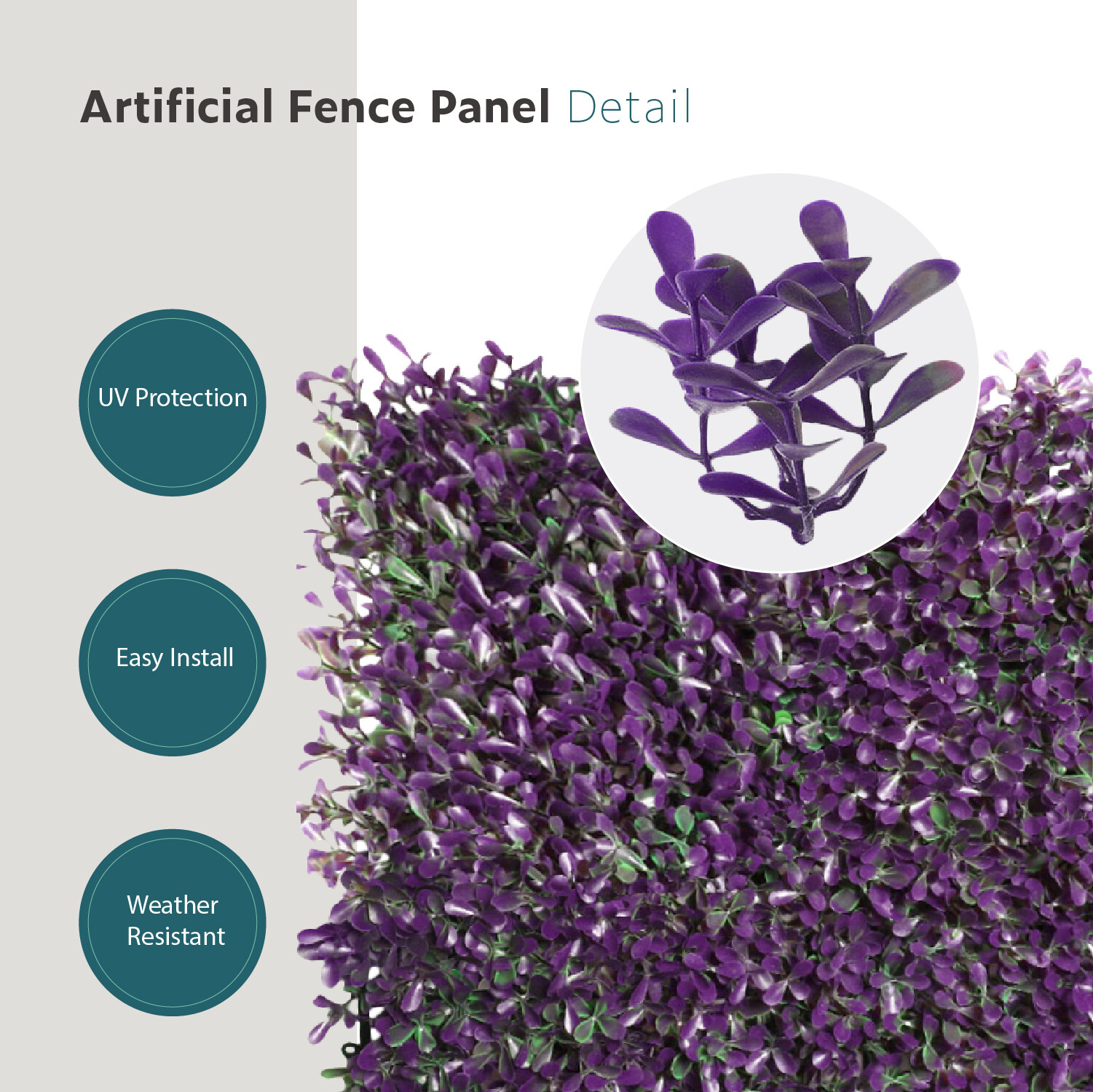 20″x20″ Artificial Purple Peanuts Mat Faux Fence Panel Wall Decor Grass Hedge