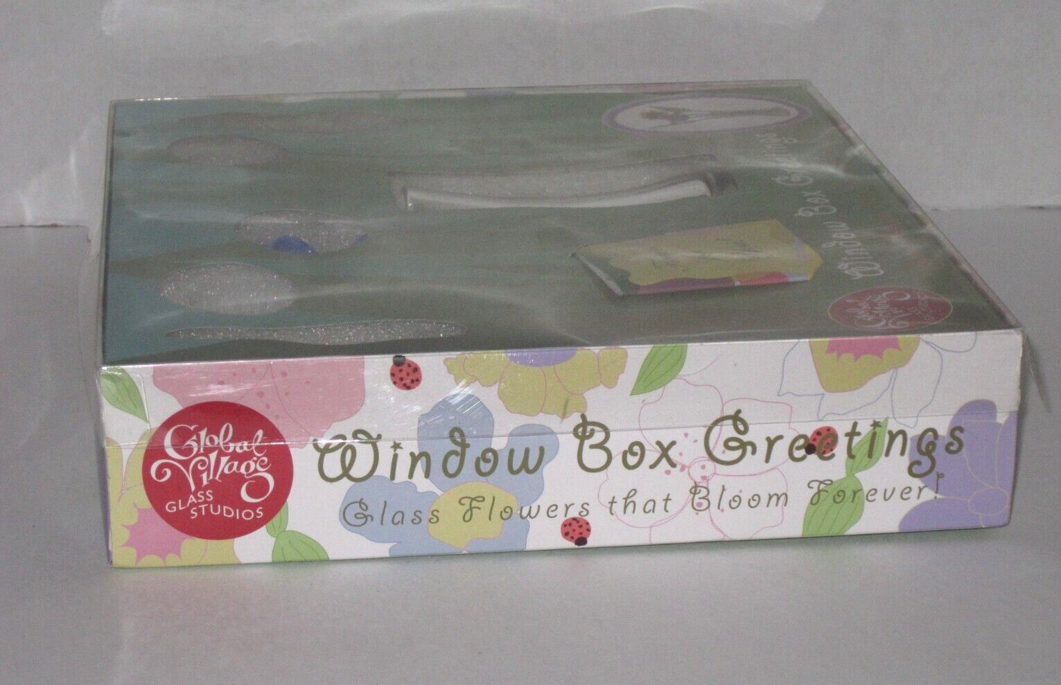 Global Village Glass Studios Window Box Greetings Flower Bouquet IRISES #735 NEW