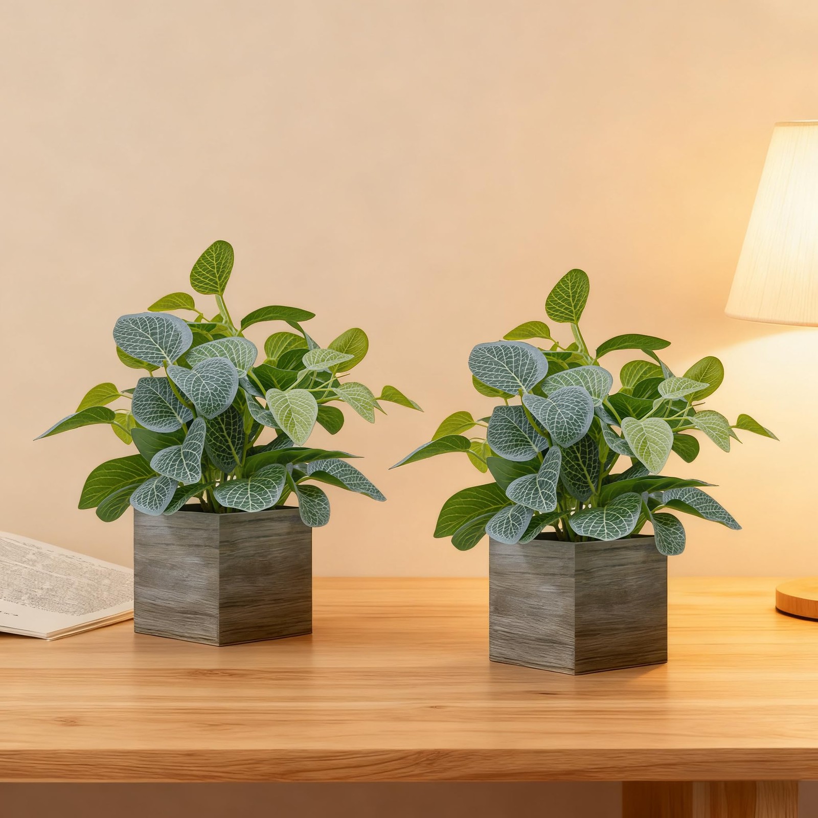 2 Pack 12″ Medium Eucalyptus Fake Plants, Artificial Plants Indoor with 4 Inch