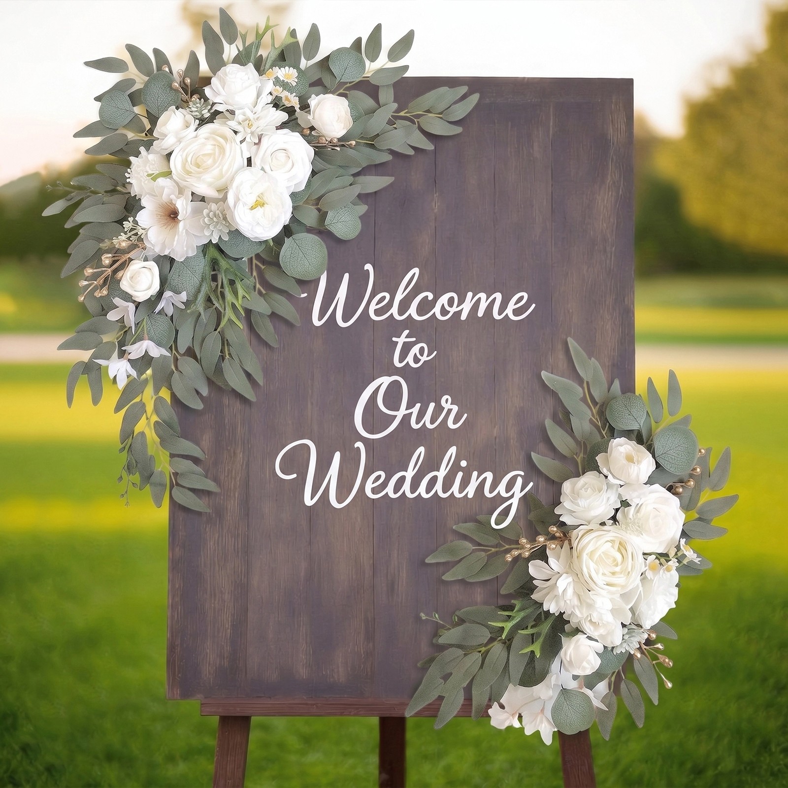 Wedding Arch Flowers Set of 4 for Wedding Welcome Sign Artificial Wedding Flower