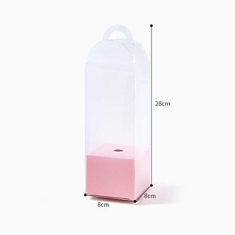 Transparent Rose Flower PVC Box Lighthouse Portable Flower Valentine Bouquet Box