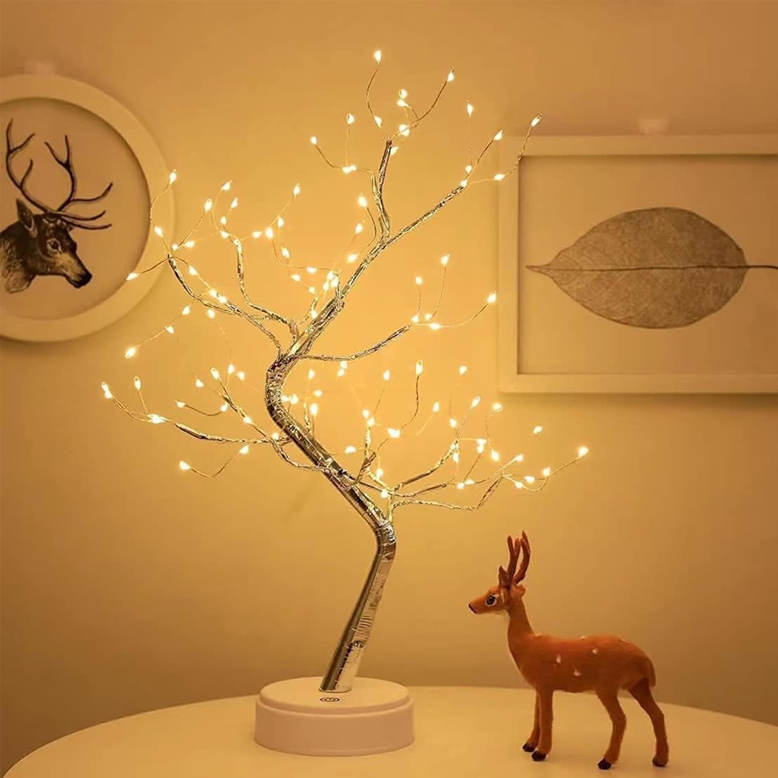 Fairy Light Spirit Tree,20″ Tabletop Bonsai 108 LED Tree Light, USB or Batter…