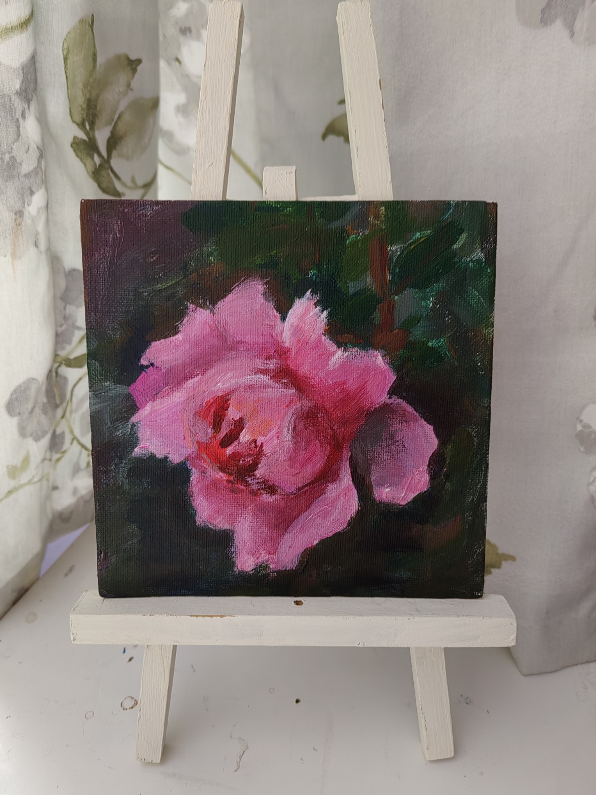 Pink Rose Original Acrylic Painting 6x6in Canadian Artist_gift Idea_home Decor