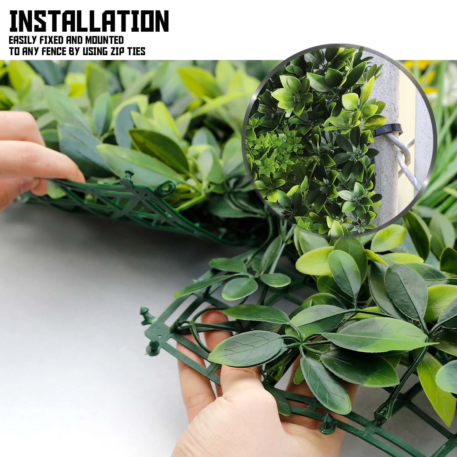 20″ Artificial Faux 3D Mix Leaves Wall Panel Fence Screen Home Outdoor Decor #06