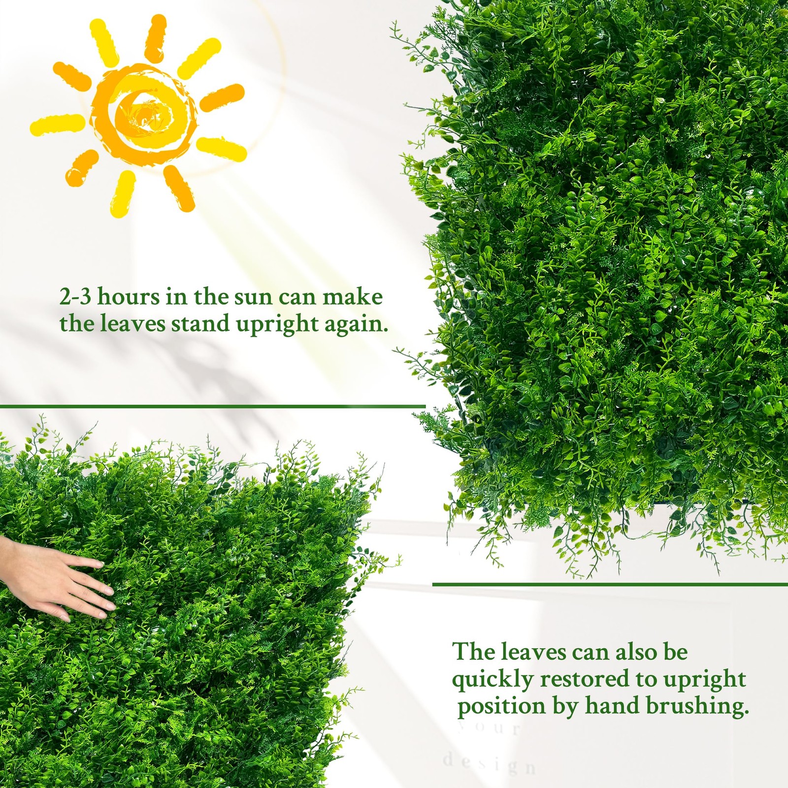 Artificial Plants Hedge Grass Wall Panels: 20×20 Inch 4P(11.5 SQFT)