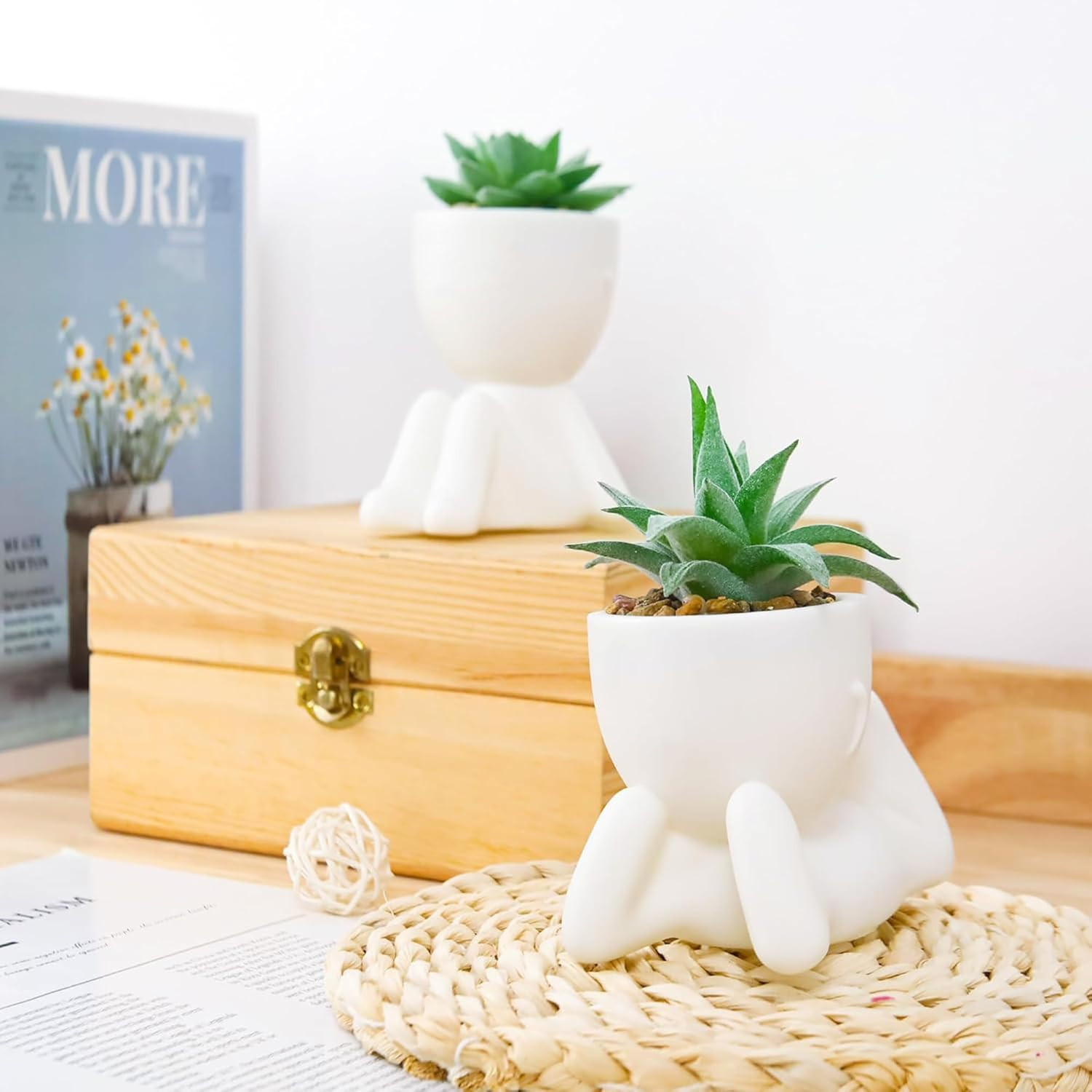 2 Pack Fake Plants Succulents Plants Artificial for Living Room Home Bathroom Of