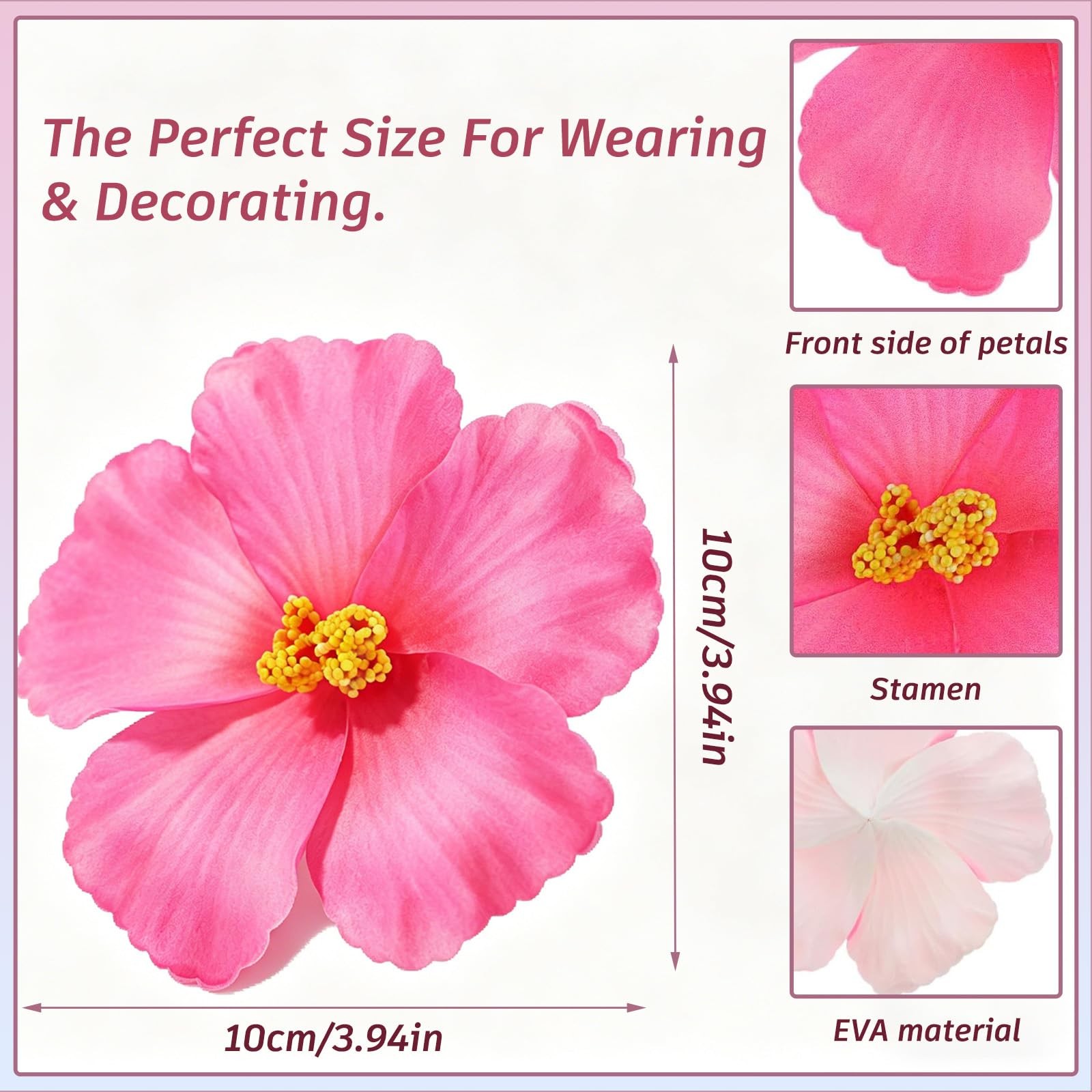 10PCS Hawaiian Faux Flowers Hibiscus Flowers Decor Artificial Hibiscus Flower…