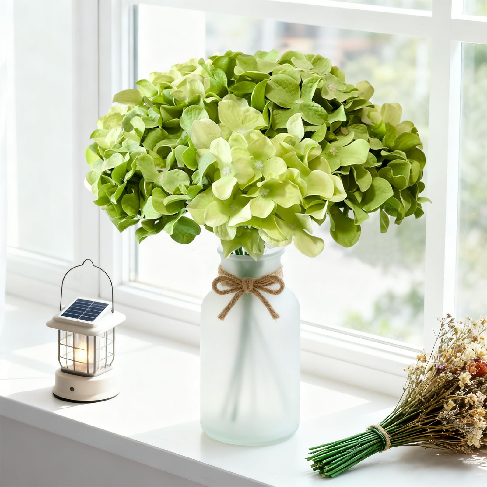 50 Pcs Faux Green Mix Hydrangea Artificial Flowers Bulk, Fake Silk Hydrangea …
