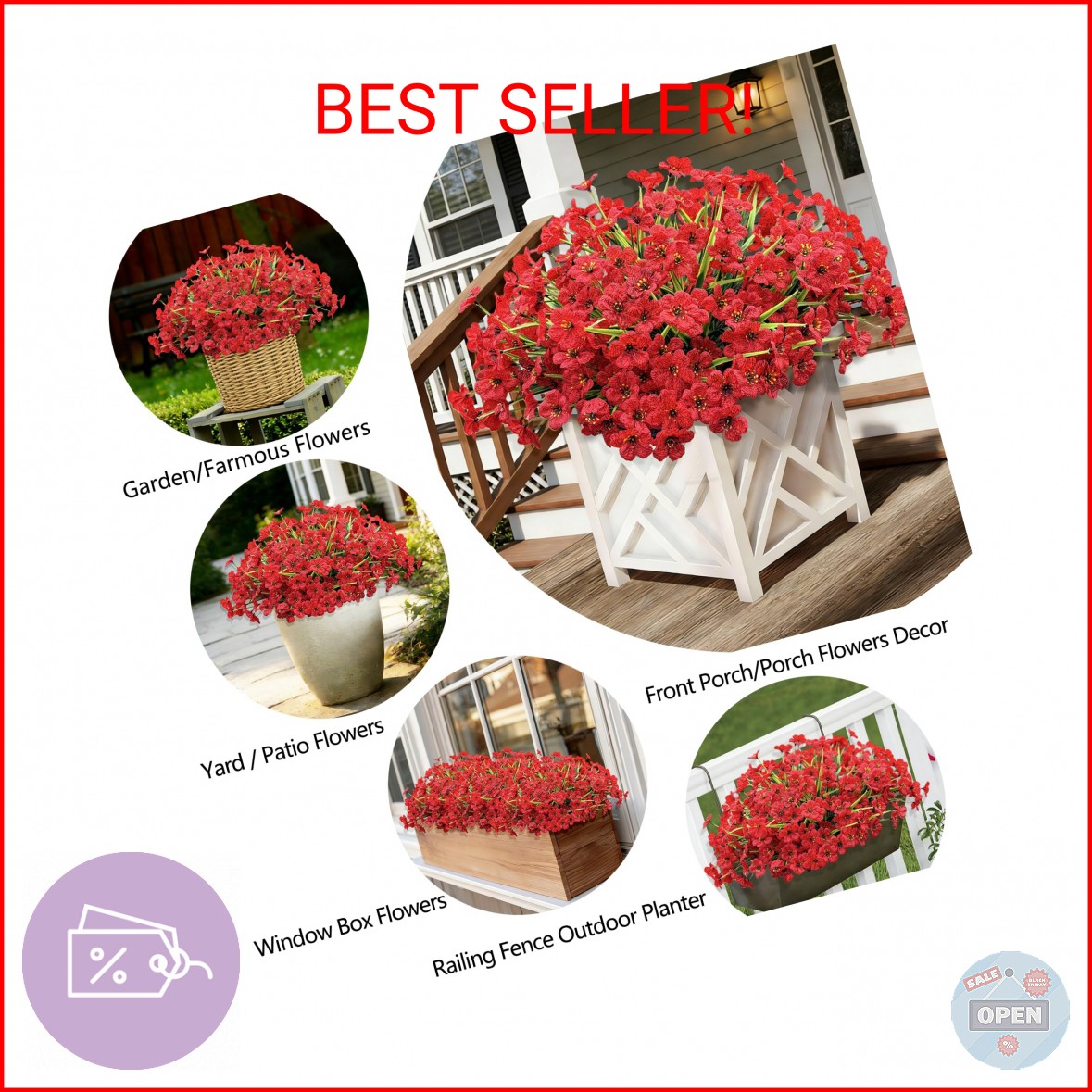 20 Bundles Artificial Flowers for Outdoors, UV Resistant Fake Flowers with Plast