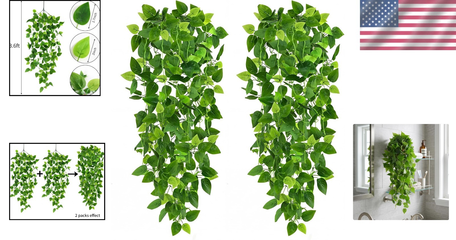 Waterproof 3.6ft Artificial Hanging Ivy Plants – Perfect for Home & Gifts