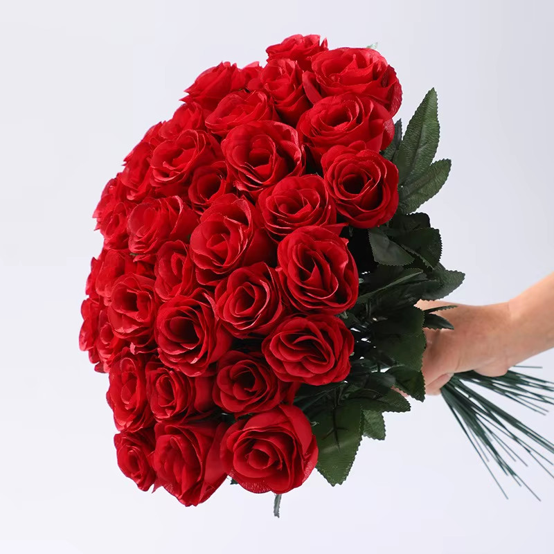 10Pcs Artificial Red Roses – Wedding Decor, Home Vase, DIY Wreaths, Fake Flowers