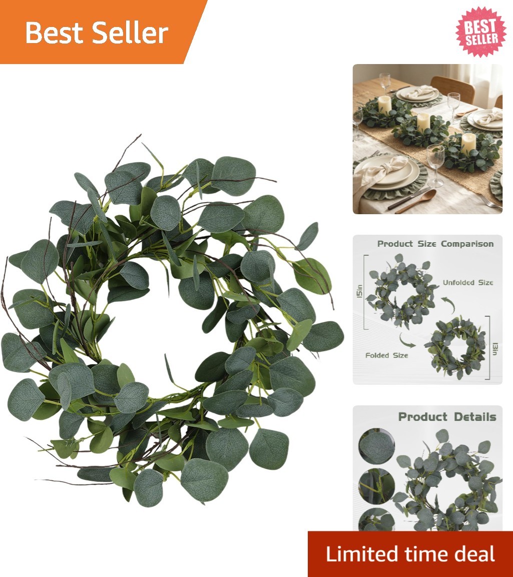 Elegant 15-Inch Eucalyptus Wreath – Perfect Gift for Home Décor Enthusiasts