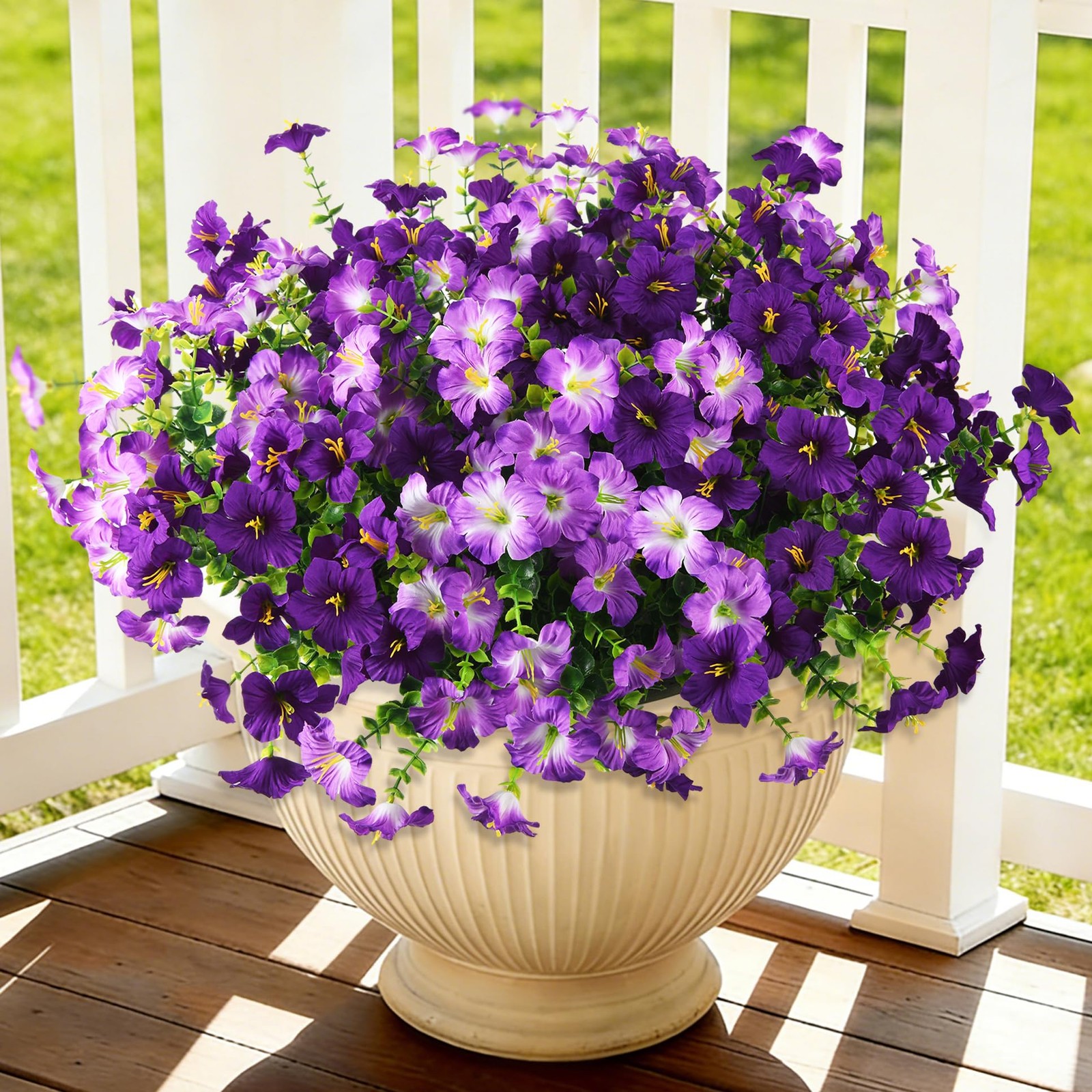 Artificial Flowers for Outdoors Fake Plants Spring Summer Decoration, 12 Bund…