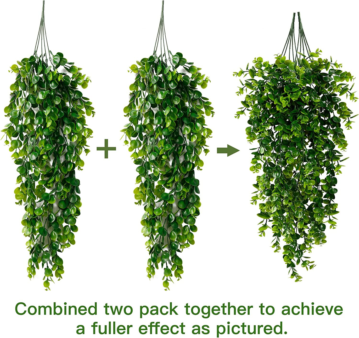 4 Pack Artificial Eucalyptus Plants UV Resistant Hanging Decor for Indoor Out…