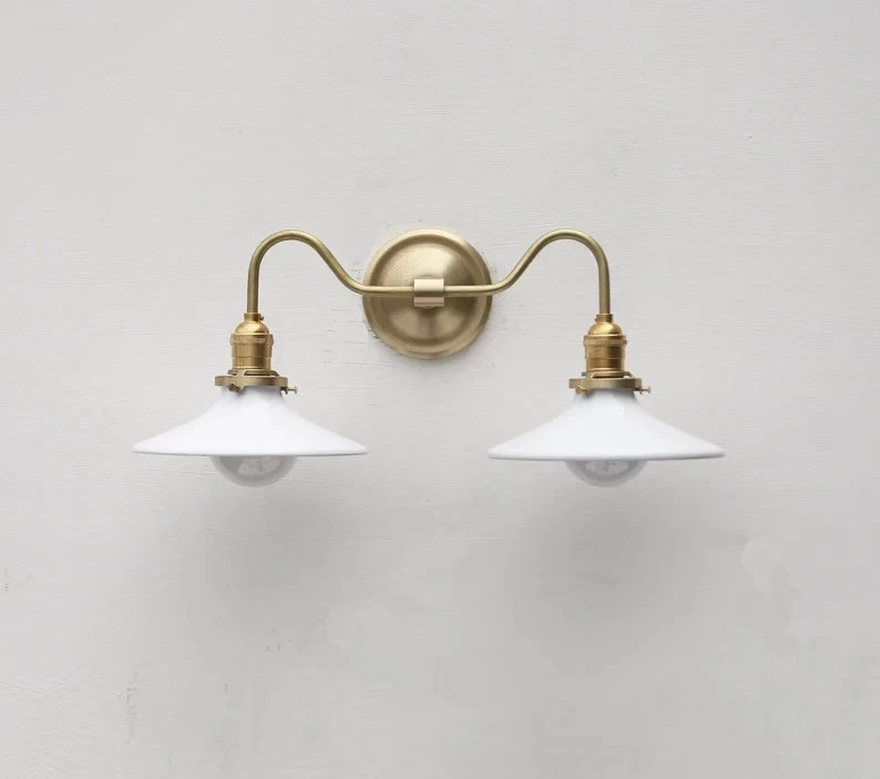Wall sconce Light, Brass Wall Sconce Light, Double-shade Wall Sconce