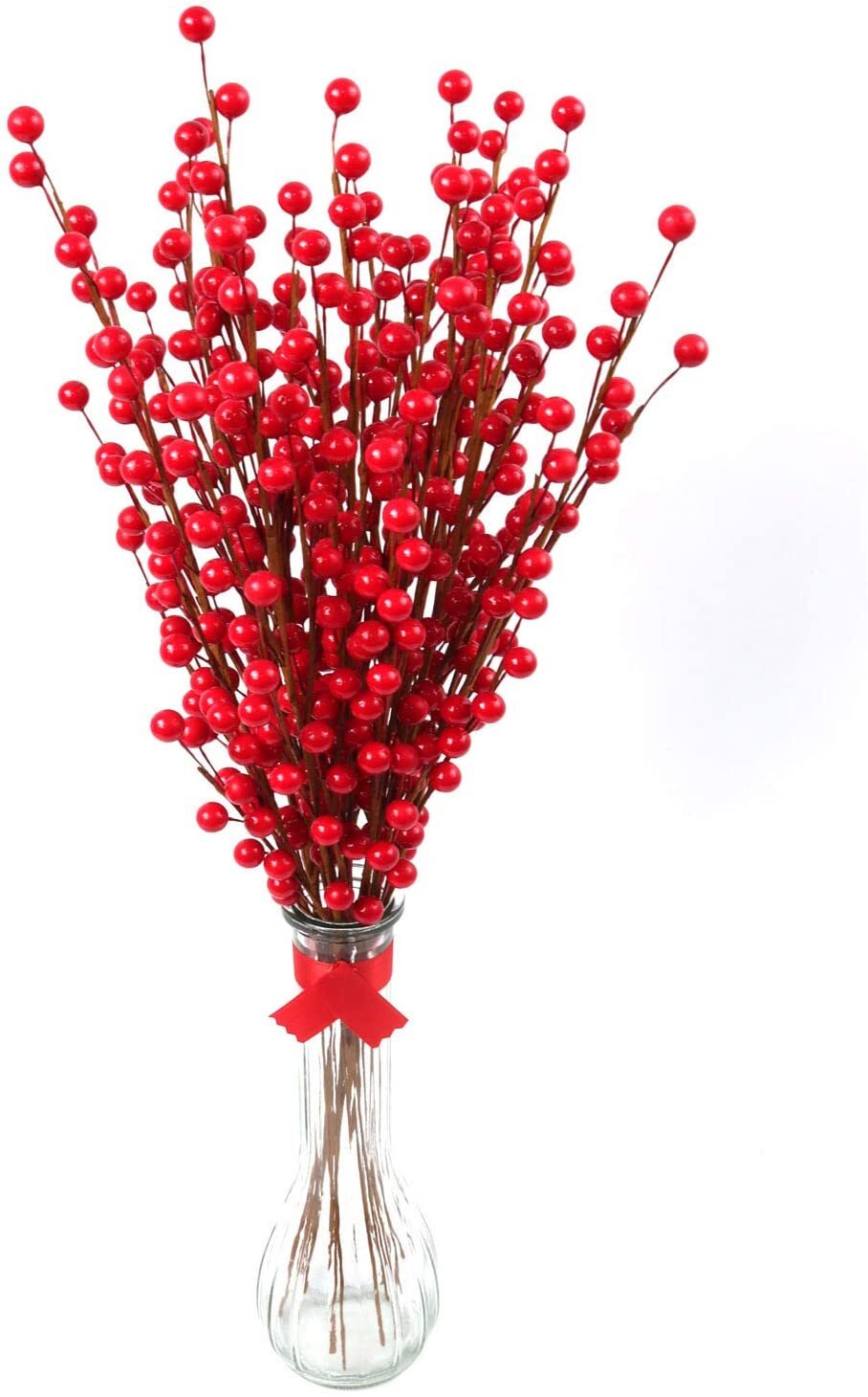 12 Red Holly Berry Stems: 17″ with 35 Berries, Festive Holiday D?cor