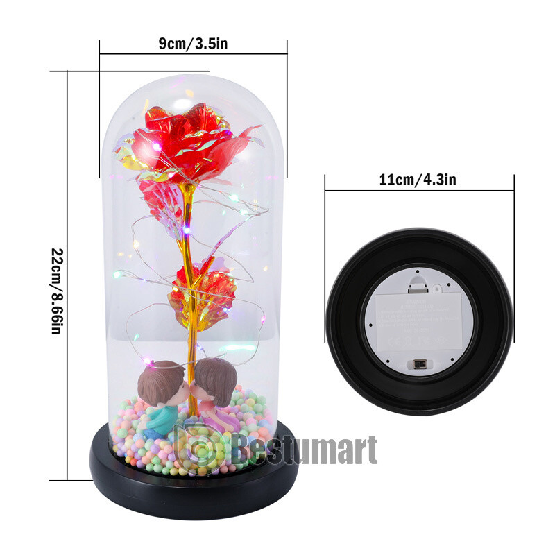 Eternal Forever Romantic Rose Flower In Glass Dome LED Light Mother’s Day Gift
