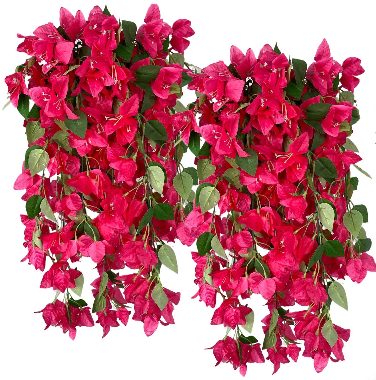 Artificial Hanging Flowers 28.35″ Silk Bougainvillea UV Resistant Faux Flower…