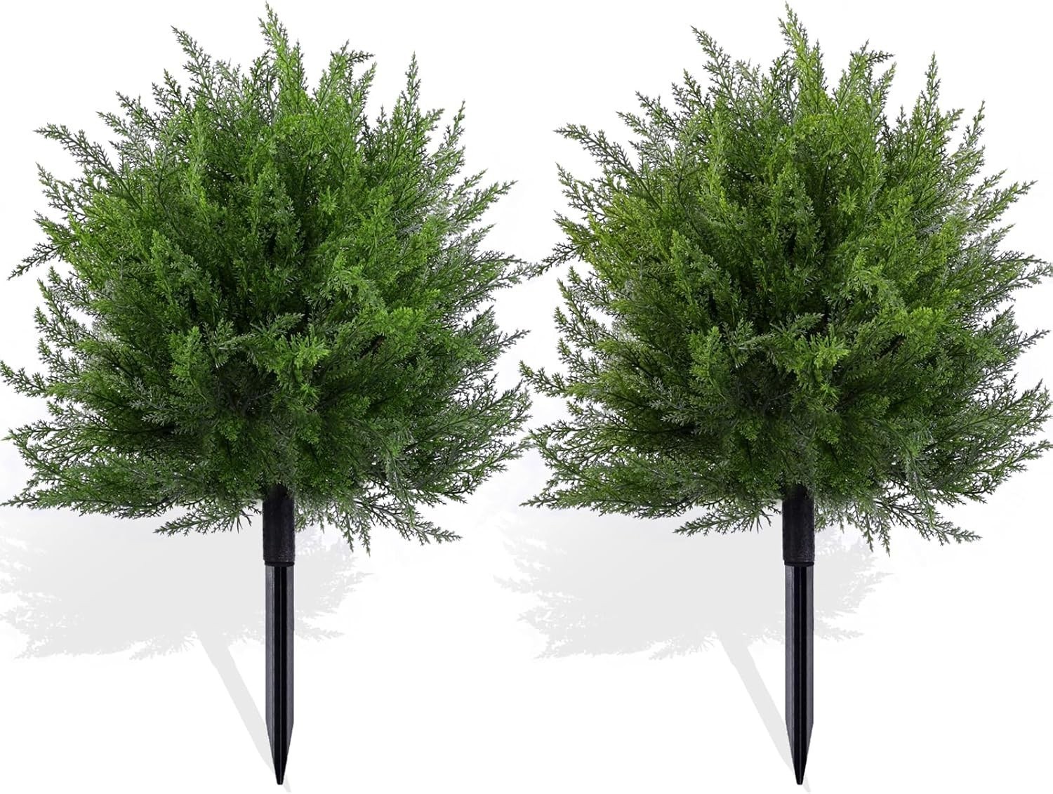 2Pack 24″ Artificial Cypress Topiary Christmas Tree with Spike Faux Cedar Bushes