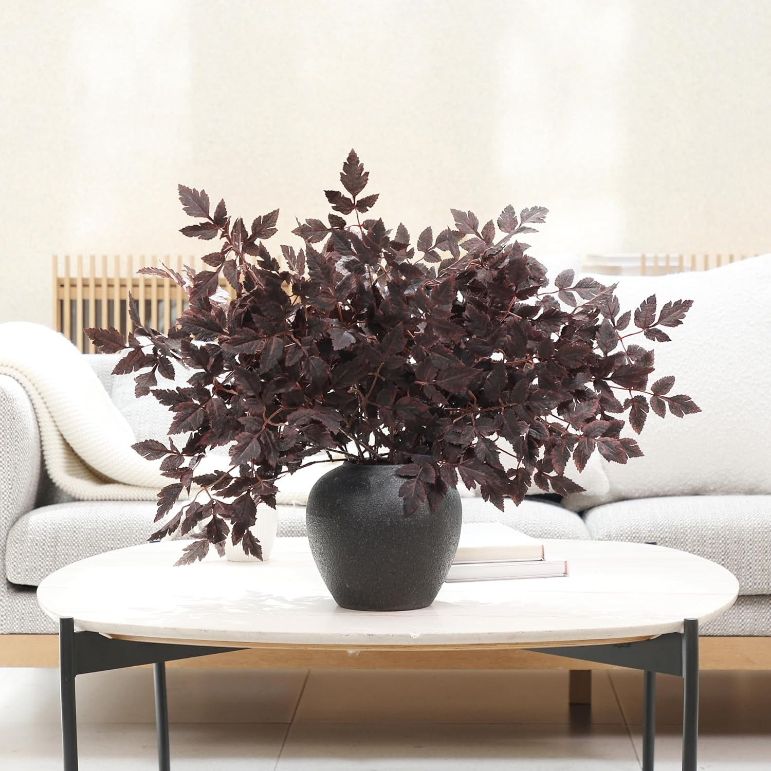 6 Pack Artificial Plum Cimicifuga Leaf Sprays, 24″ Faux Ramosa Branches for Vase