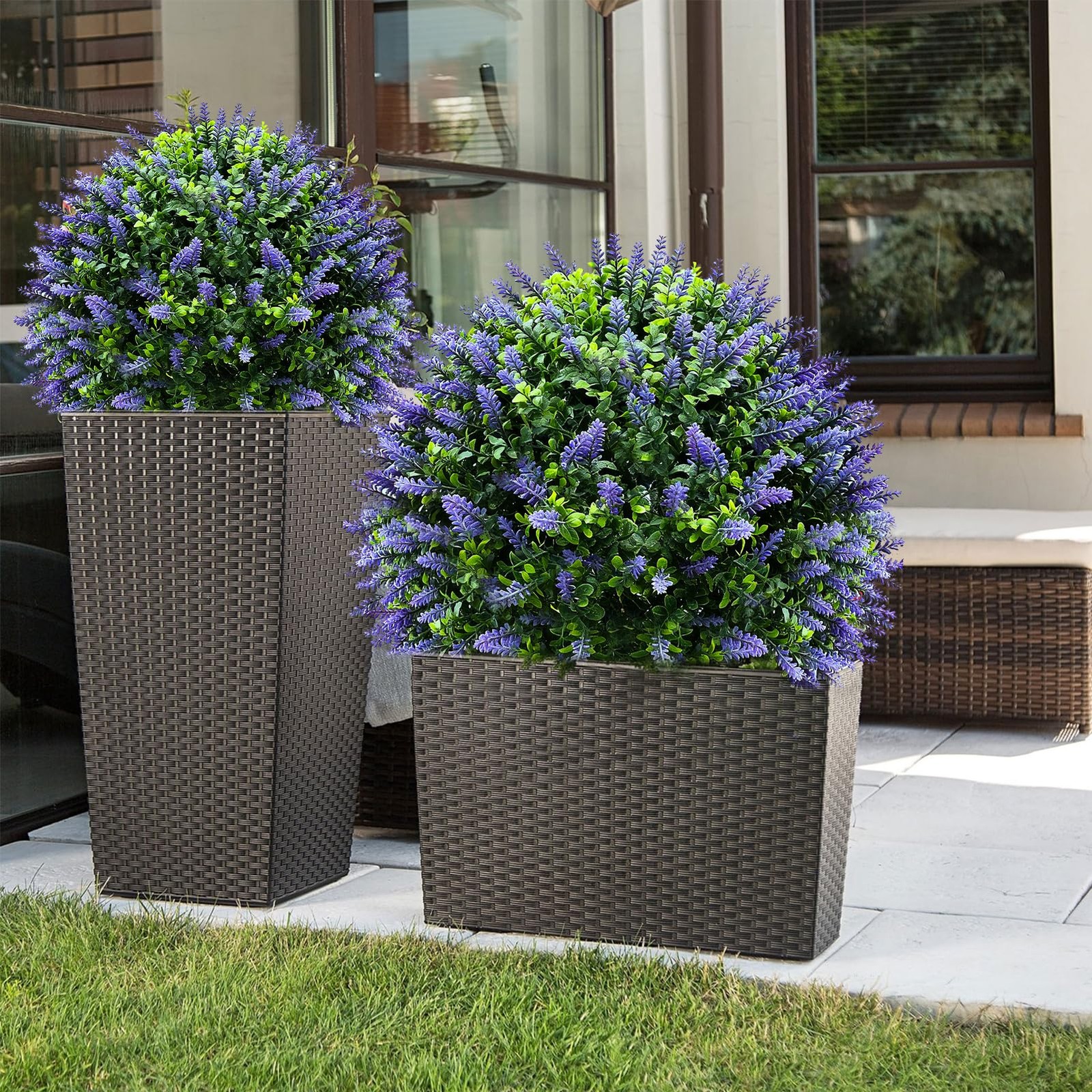 Artificial Lavender Topiary Trees (2-Pack) – 30″ UV Resistant Fake Plants wit…