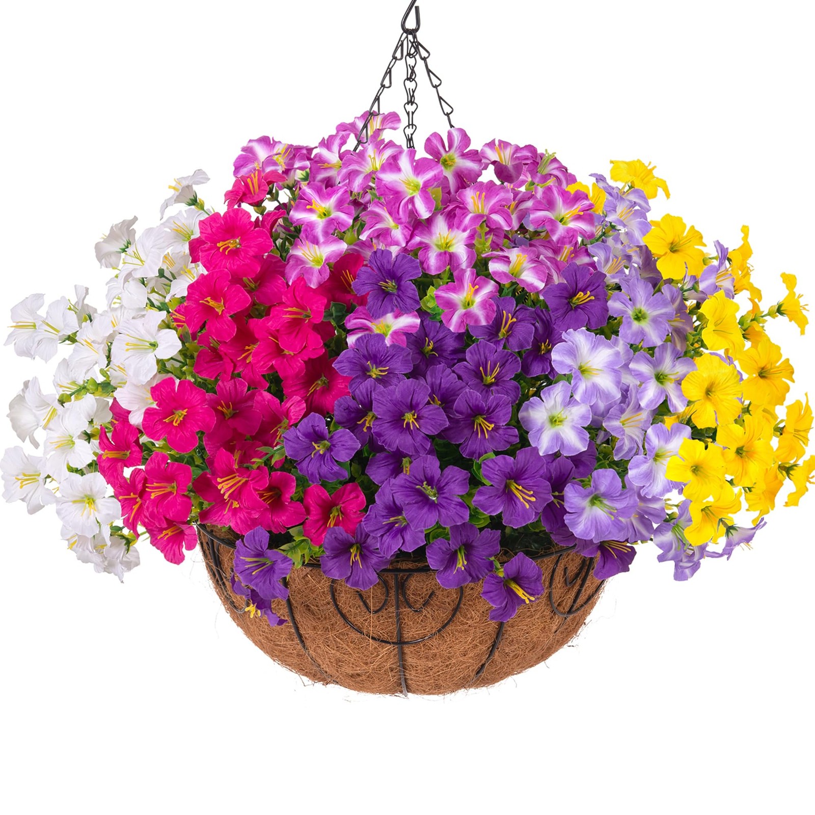 Artificial Fake Hanging Plants Flowers Basket for Outdoors, UV Resistant Faux…