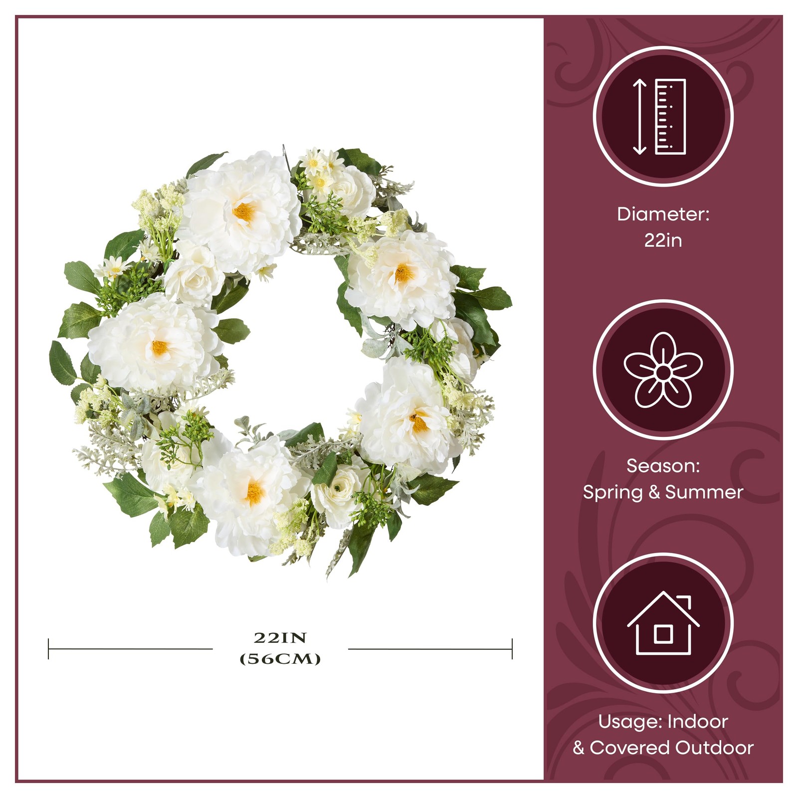 National Tree Company 22 inch Artificial Spring Wreath with Daisy, Peony, and…