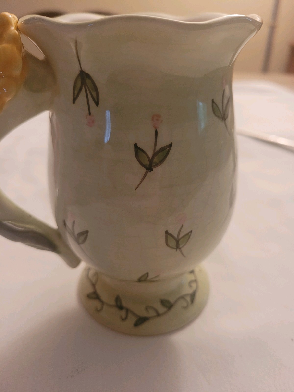 Vintage Hand Painted Sunflower Motif Decorative Ceramic Coffee Mug EXCELLENT