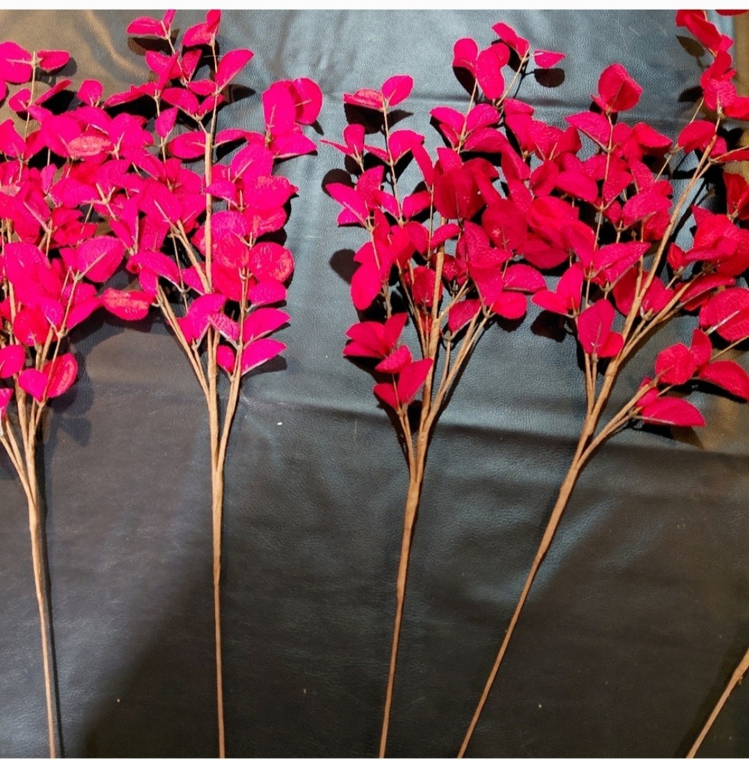 Set of 5 Primrue 26″ Red Faux Eucalyptus Stems – Moody Boho Decor